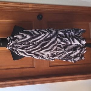 Black, white and grey pleated front, elastic waistband choker style dress